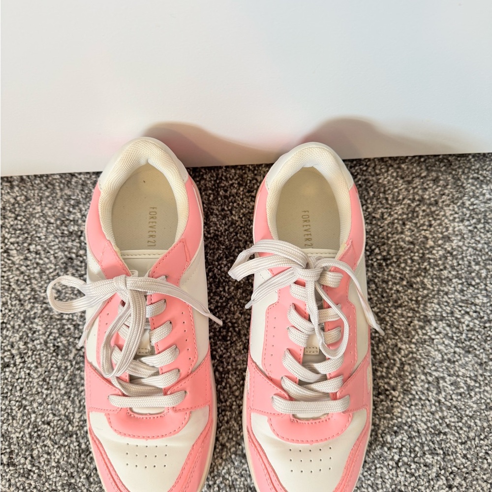 Forever 21 Pink & White Women's Low-Top Lace-Up Sneakers